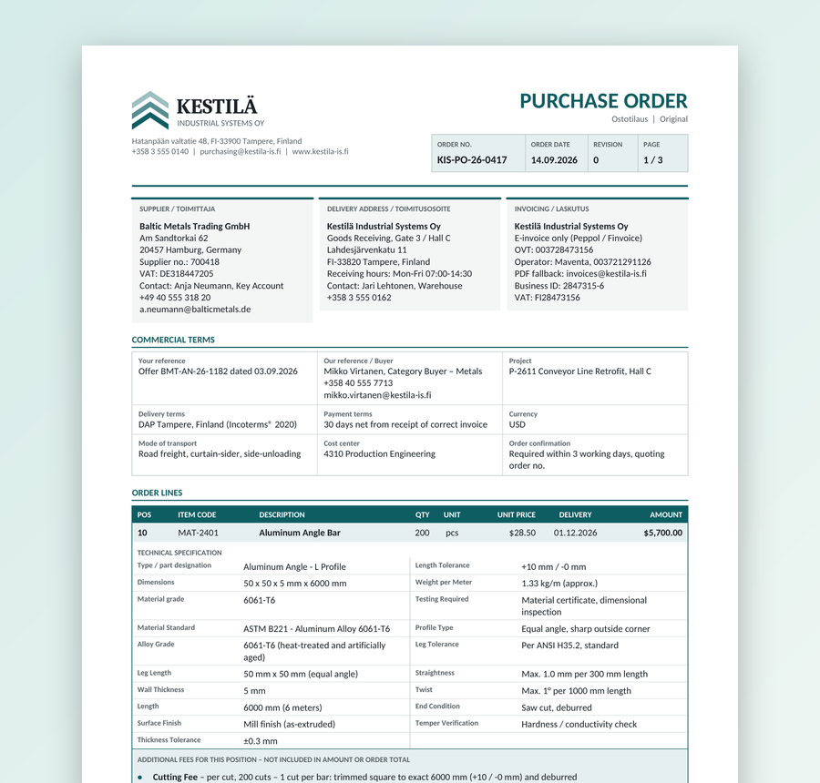 Purchase Order Processing demo